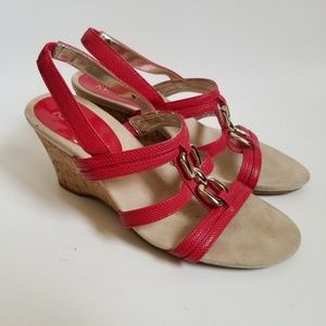 Anne Klein Red Wedge Sandals